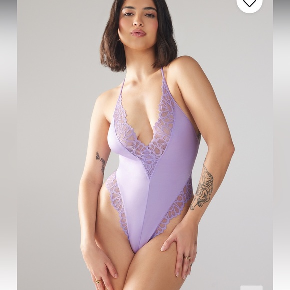 Savage X Fenty Purple Lavender Savage Not Sorry Lace Teddy Bodysuit - Picture 1 of 17